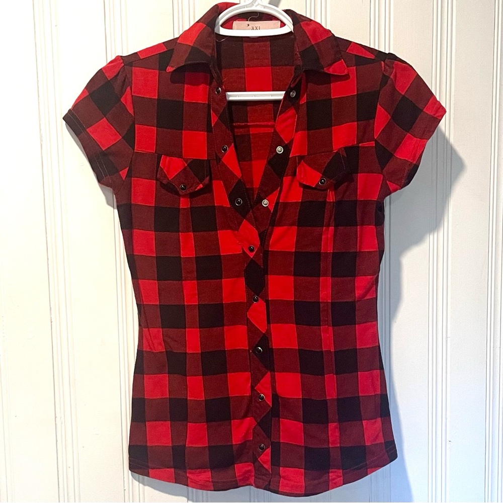 2 for $20 ⭐️ Forever 21 Red and Black Checkered Shirt
